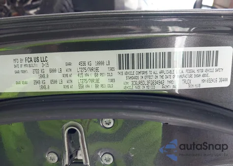 2015 Ram 2500 Big Horn z USA, uszkodzony, nr VIN 3C6UR5DL3FG634942